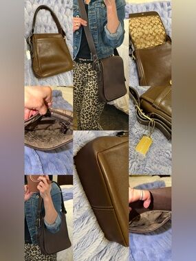 Authentic Coach Dark Brown Leather Crossbody with Gold Tag